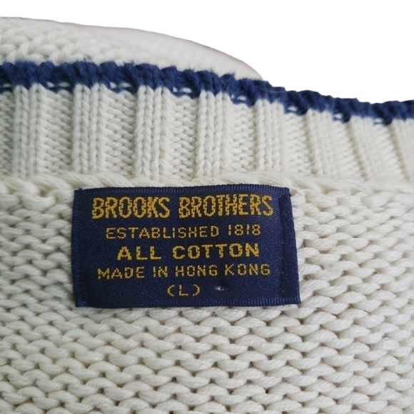 Vintage Brooks Brothers Cable Knit Sweater. Size L. 100% cotton - Picture 5 of 6